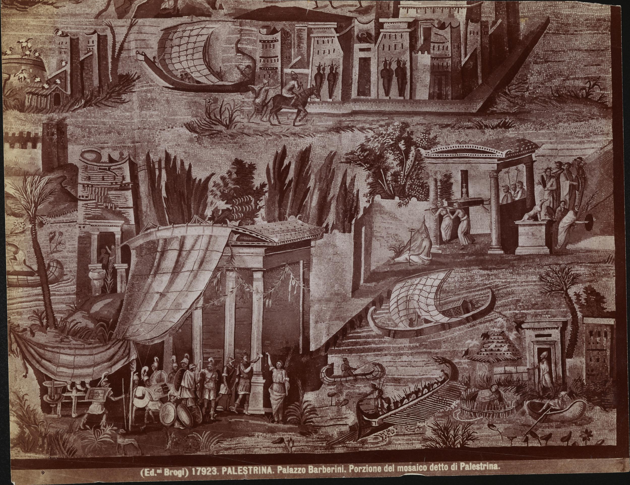 Edizioni Brogi, Palazzo Colonna Barberini, oggi sede del Museo Archeologico Nazionale, Mosaico del Nilo, particolare, albumina, MPI6099462