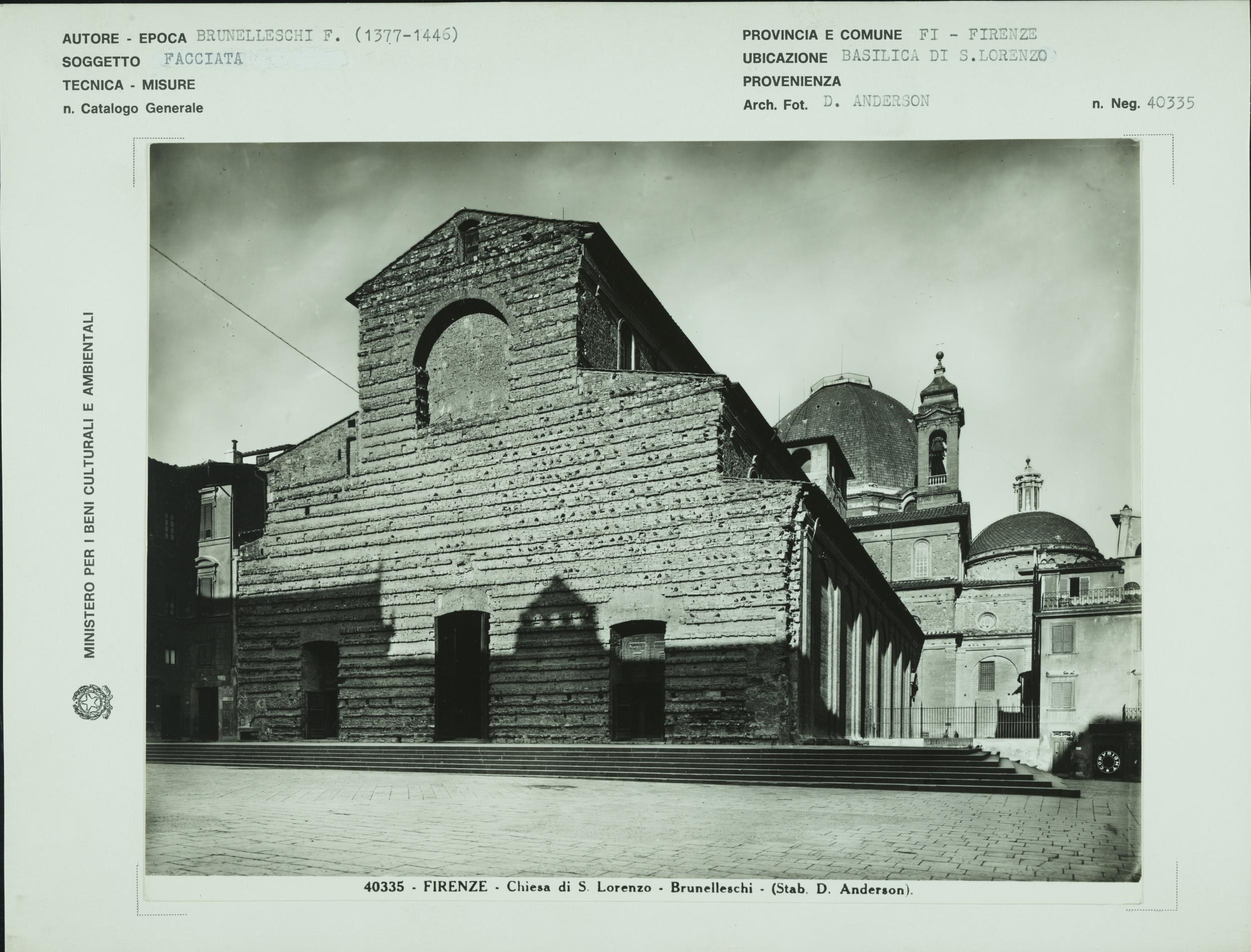 Anderson, Firenze - Basilica di S. Lorenzo, facciata, gelatina ai sali d'argento, MPI6044963