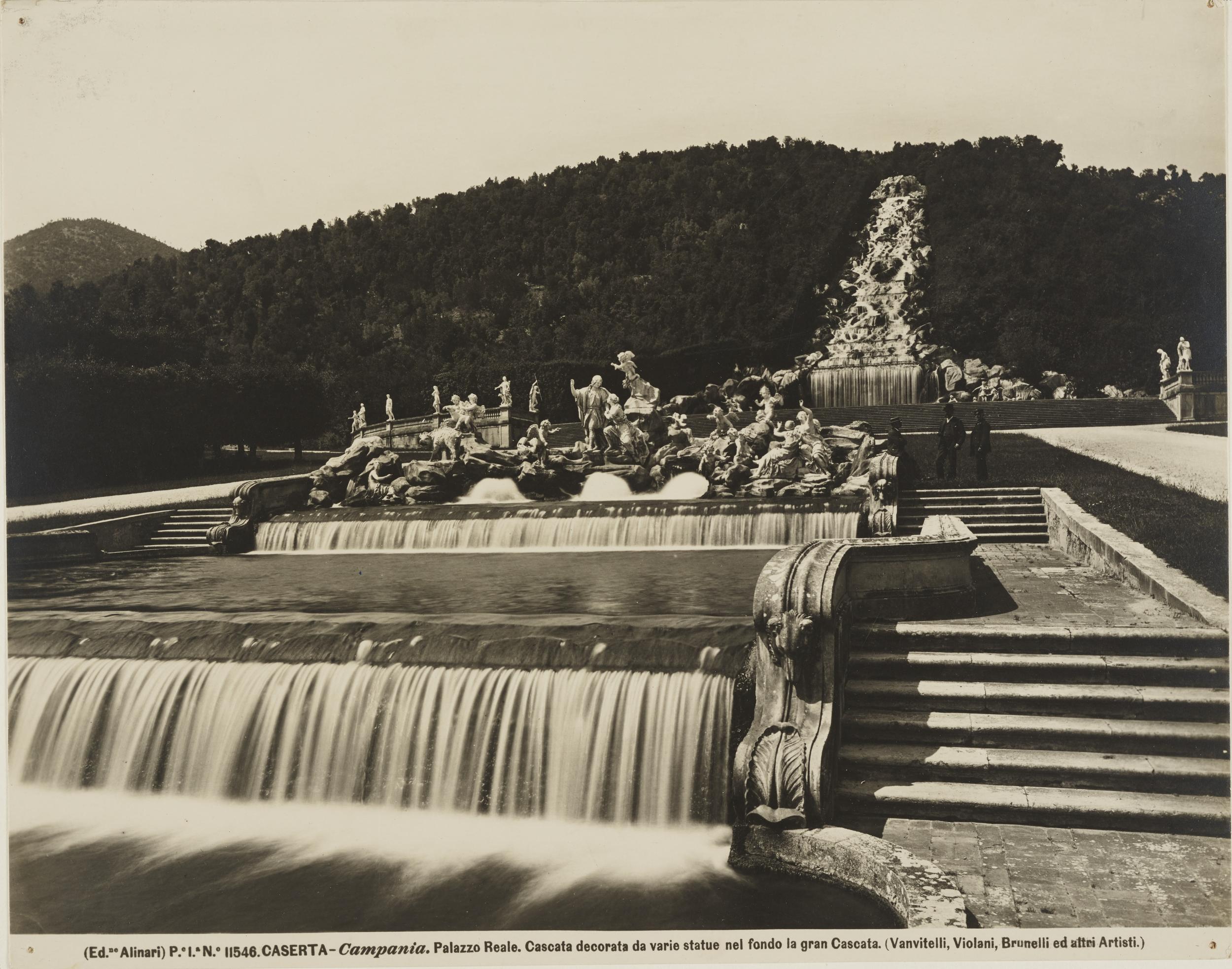 Fratelli Alinari, Caserta - Palazzo Reale, parco, grande cascata e fontana di Venere e Adone, gelatina ai sali d'argento, MPI145192