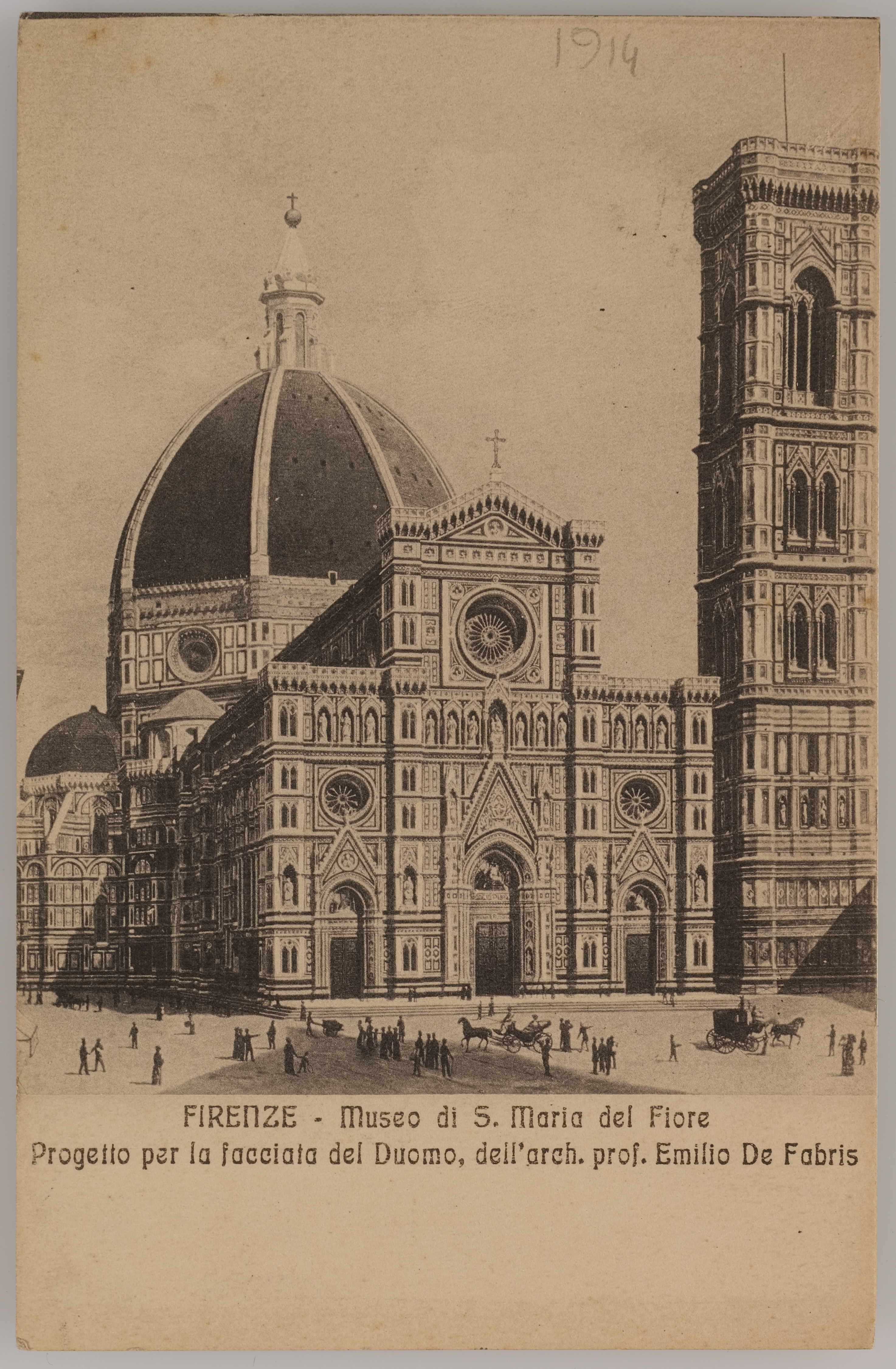 Fotografo non identificato, Progetto per la facciata del Duomo di Firenze, 1914, stampa fotomeccanica/ cartolina postale, DVC000433