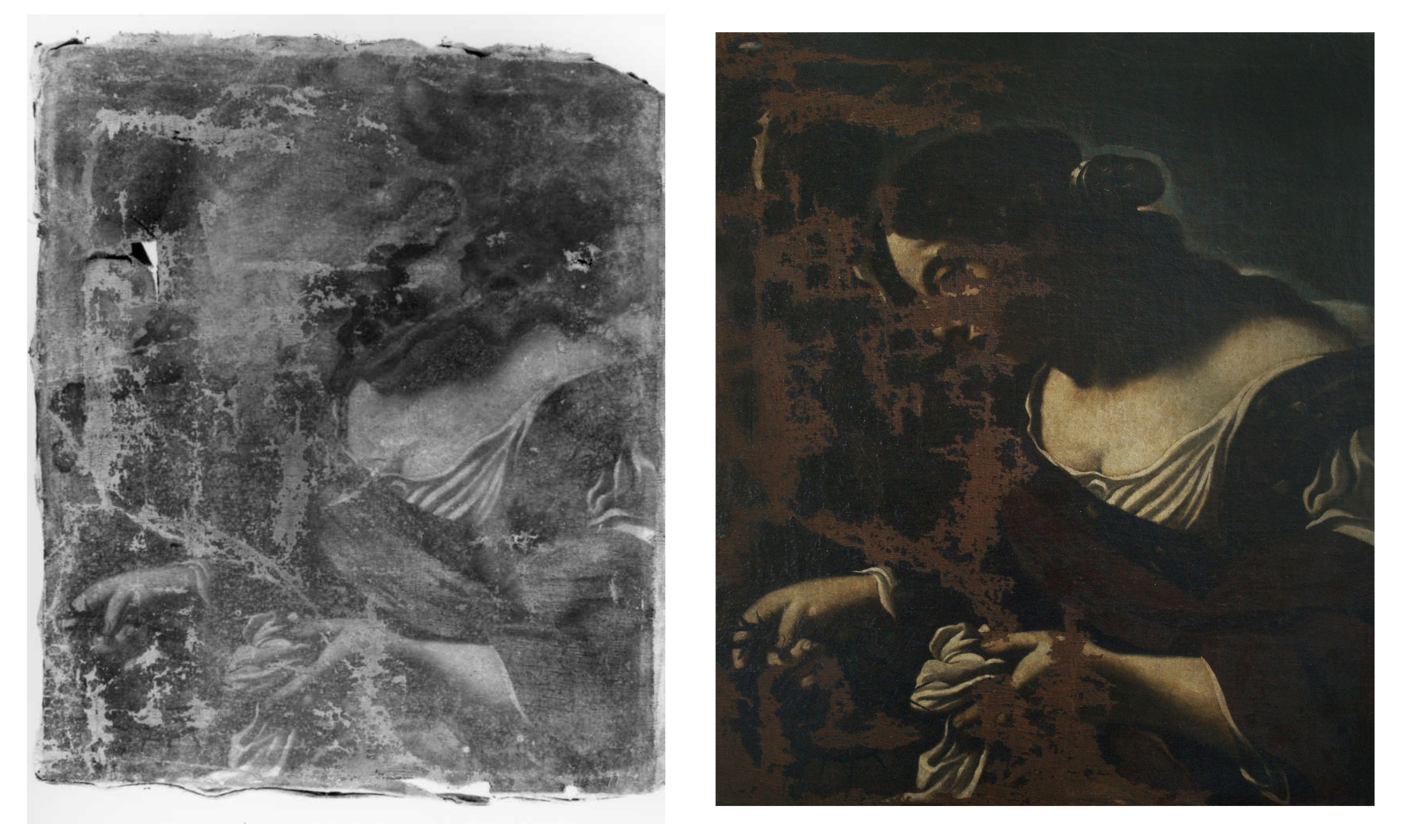 Autore emiliano-romagnolo, Veronica, XVII secolo, olio su tela, cm 76x62, Forlì, Istituto Prati, 0800052311 (prima e dopo il restauro)