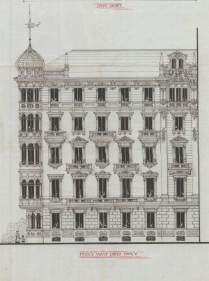 Casa Bellia, Facciata corso Matteotti -  progetto edilizio casa Bellia/Fenoglio